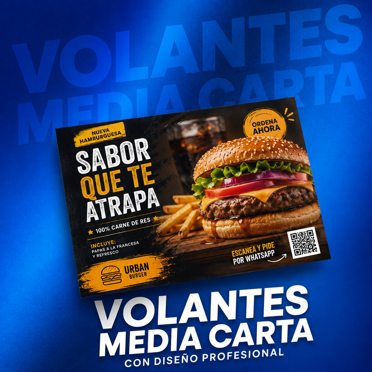 1,000 Volantes con Diseño Profesional + QR Inteligente
